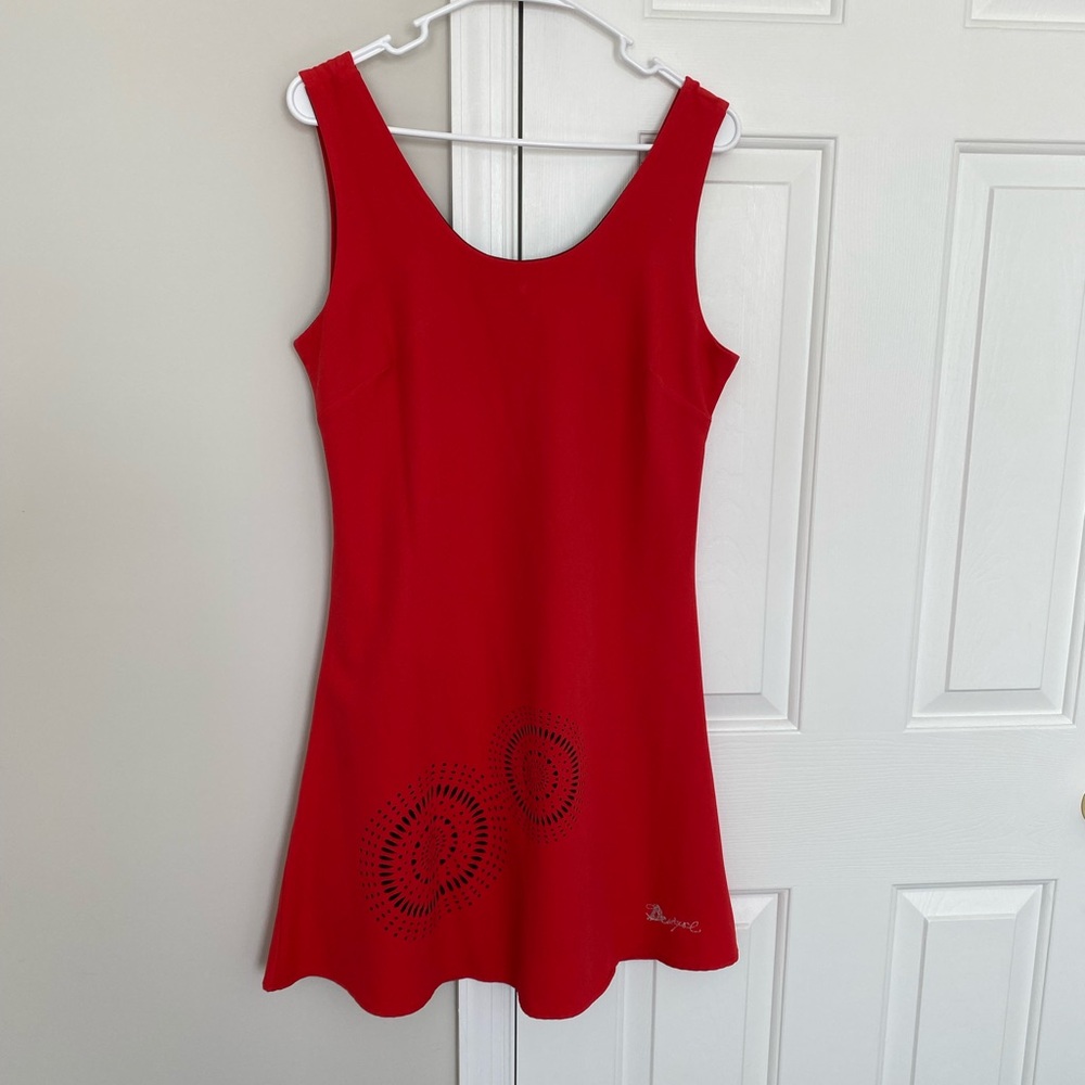 Desigual Vibrant Red Mini Dress with Artistic Detail - NWOT Size 10 - Picture 2 of 9